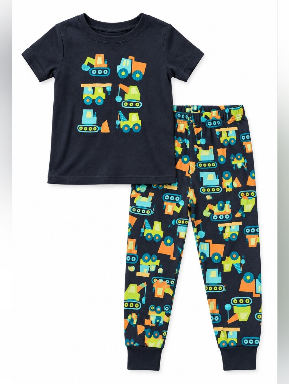 Old Navy 5T Boys Shirt Sleeve Pants Construction Vehicle Pajama Set